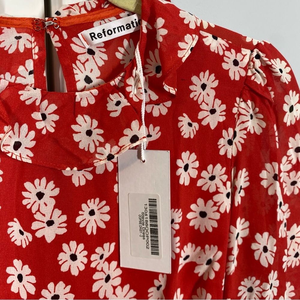 Reformation Stevie Dress (Oopsie Daisy) long sleeve mini dress viscose size 2 - Picture 3 of 10